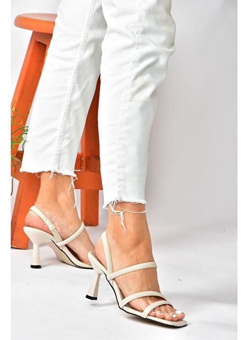 Fox Shoes Bej Kadın Topuklu Ayakkabı 10204 - Görsel 5