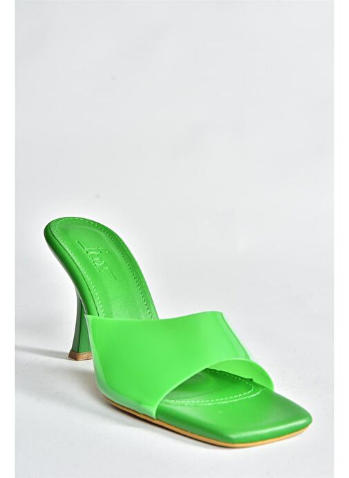 Yeşil Şeffaf Görünümlü Kalın Topuklu Kadın Terlik P590033209 - Görsel 6
