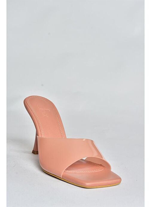 Pudra Şeffaf Görünümlü Kalın Topuklu Kadın Terlik P590033209 - Görsel 6