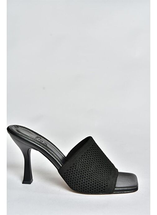 Siyah Triko Kumaş Topuklu Kadın Terlik P590033357 - Görsel 6