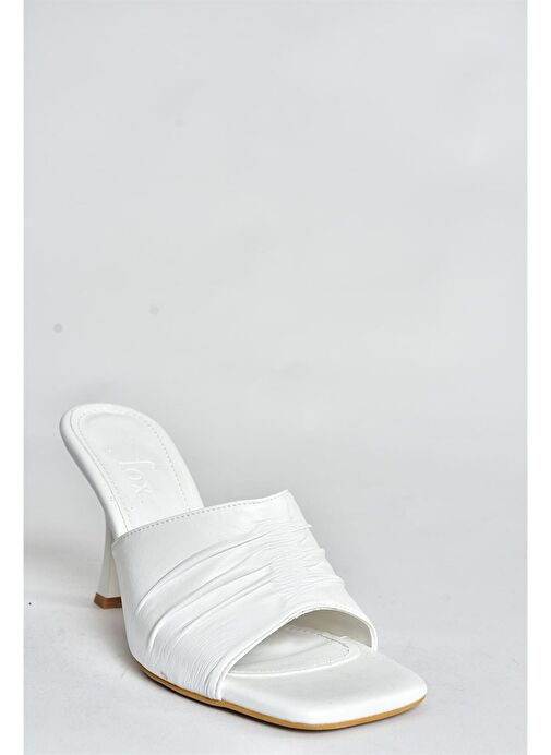 Beyaz İnce Topuklu Kadın Terlik P590233809 - Görsel 6