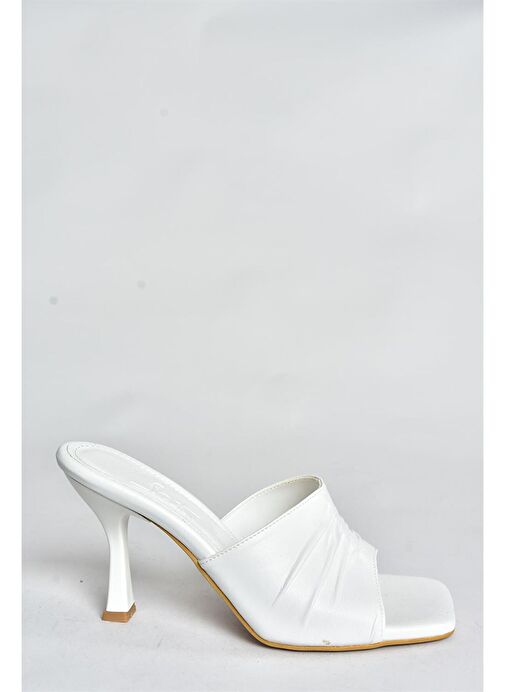 Beyaz İnce Topuklu Kadın Terlik P590233809 - Görsel 7