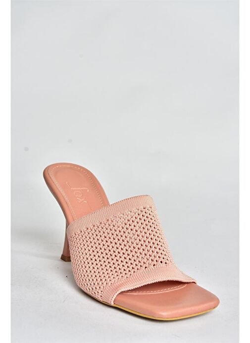 Pudra Triko Kumaş Topuklu Kadın Terlik P590033357 - Görsel 7
