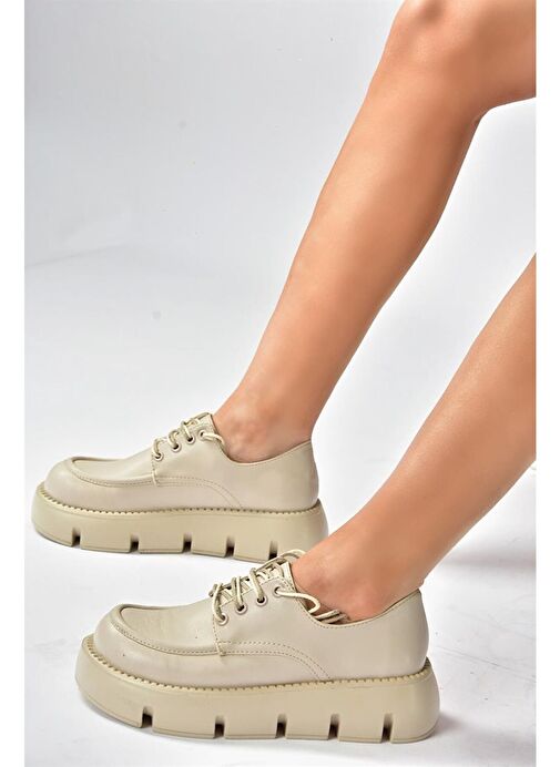 Bej Kalın Tabanlı Günlük Kadın Ayakkabı P267632009 - Görsel 2