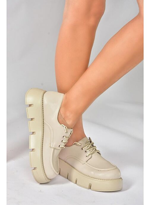 Bej Kalın Tabanlı Günlük Kadın Ayakkabı P267632009 - Görsel 5