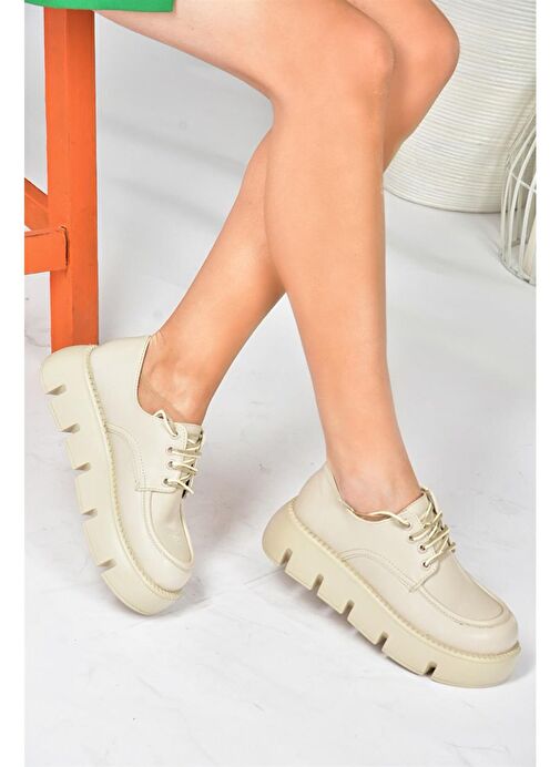 Bej Kalın Tabanlı Günlük Kadın Ayakkabı P267632009 - Görsel 7