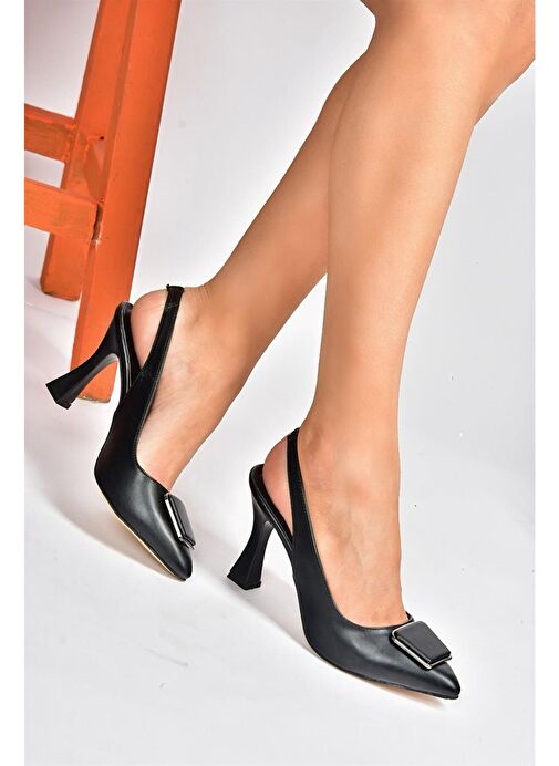 P250148209 Siyah Tokalı Kalın Topuklu Kadın Ayakkabı - Görsel 2