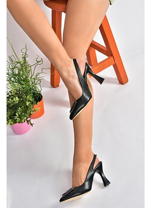 P250148209 Siyah Tokalı Kalın Topuklu Kadın Ayakkabı - Görsel 5