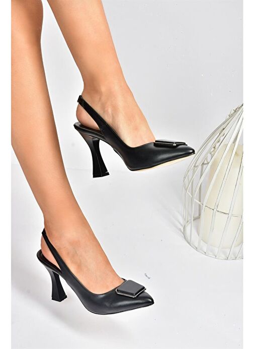 P250148209 Siyah Tokalı Kalın Topuklu Kadın Ayakkabı - Görsel 6