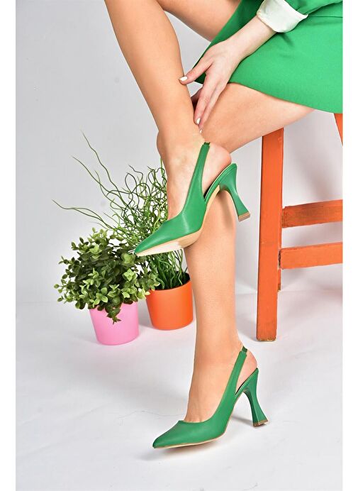 P250149009 Yeşil Kalın Topuklu Kadın Ayakkabı - Görsel 2