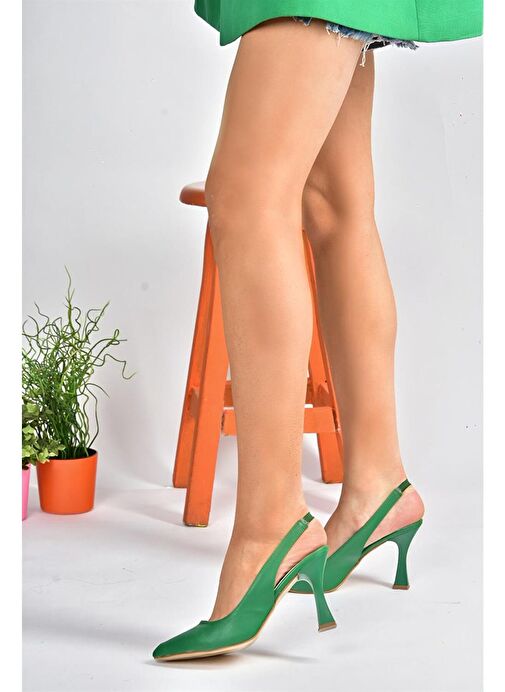 P250149009 Yeşil Kalın Topuklu Kadın Ayakkabı - Görsel 3