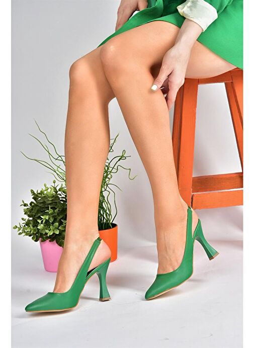 P250149009 Yeşil Kalın Topuklu Kadın Ayakkabı - Görsel 4