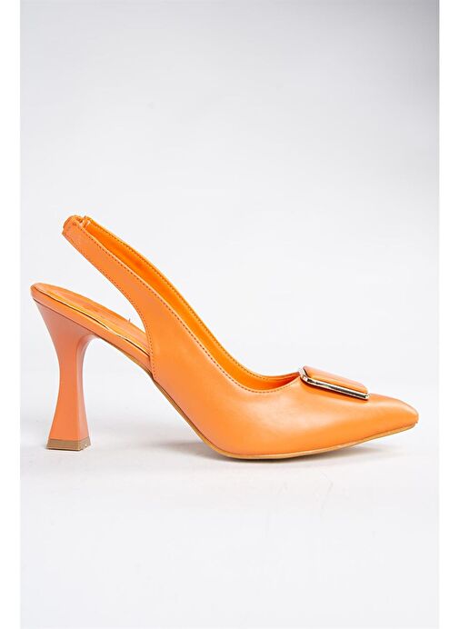 P250148209 Turuncu Tokalı Kalın Topuklu Kadın Ayakkabı - Görsel 7