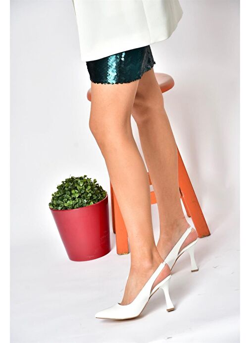 Fox Shoes Beyaz Kadın Topuklu Ayakkabı 10341 - Görsel 4