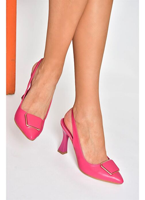 P250148209 Fuşya Tokalı Kalın Topuklu Kadın Ayakkabı - Görsel 3