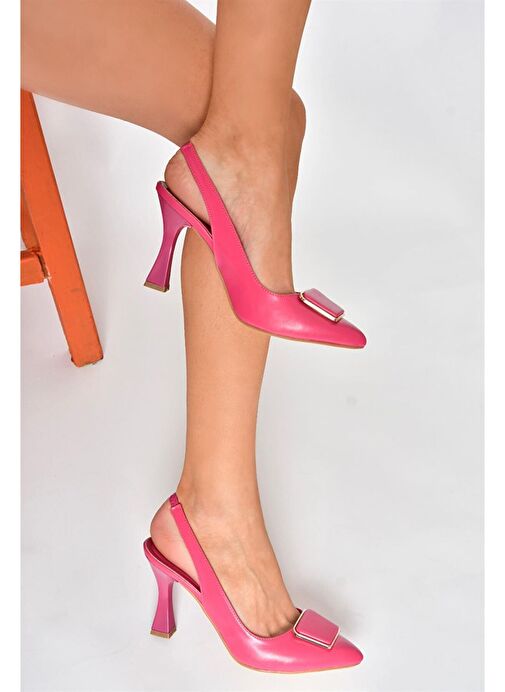 P250148209 Fuşya Tokalı Kalın Topuklu Kadın Ayakkabı - Görsel 4
