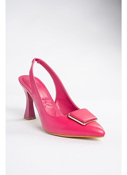 P250148209 Fuşya Tokalı Kalın Topuklu Kadın Ayakkabı - Görsel 6