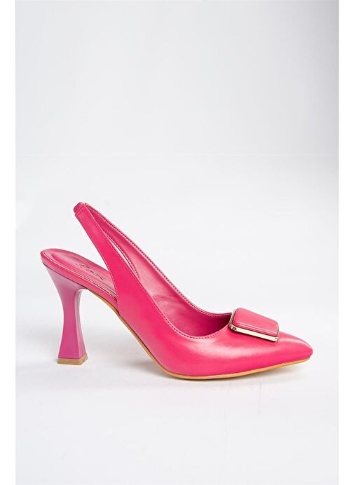 P250148209 Fuşya Tokalı Kalın Topuklu Kadın Ayakkabı - Görsel 7