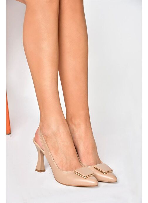 Fox Shoes Bej Kadın Topuklu Ayakkabı 10340 - Görsel 2