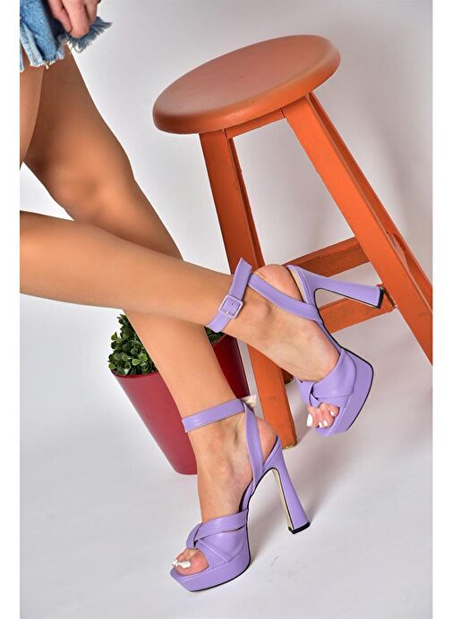 Fox Shoes Eflatun Kadın Topuklu Ayakkabı 10333 - Görsel 6