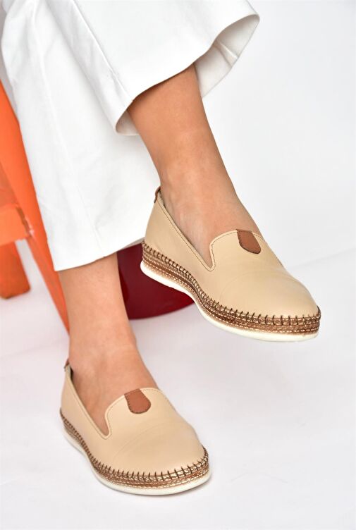 P555000103 Ten Hakiki Deri Günlük Kadın Ayakkabı - Görsel 3