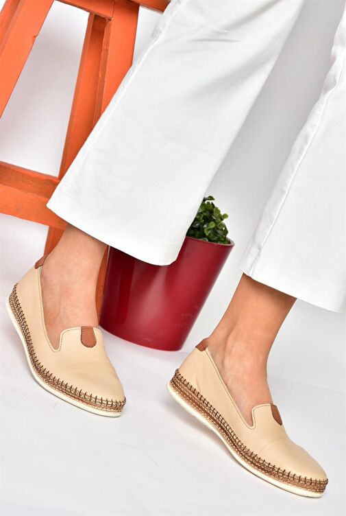 P555000103 Ten Hakiki Deri Günlük Kadın Ayakkabı - Görsel 4