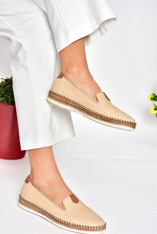 P555000103 Ten Hakiki Deri Günlük Kadın Ayakkabı - Görsel 6