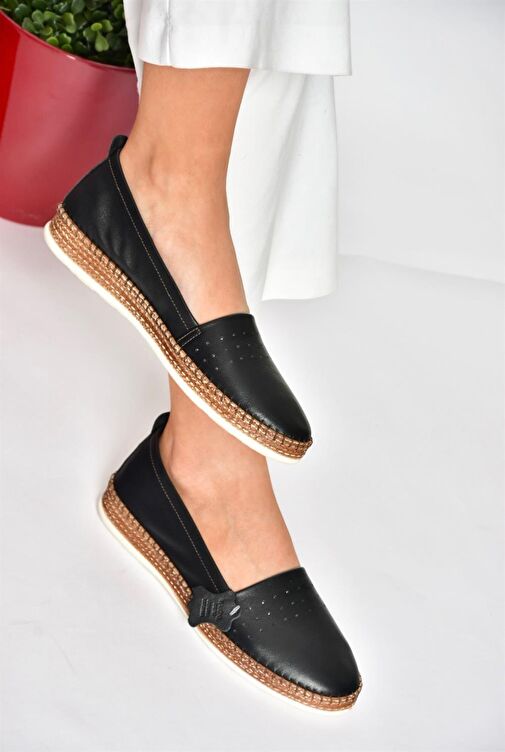 P555002503 Siyah Hakiki Deri Günlük Kadın Ayakkabı - Görsel 2