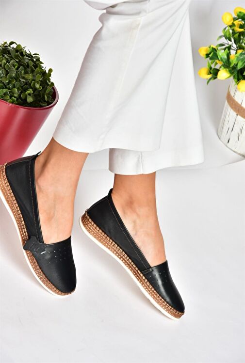 P555002503 Siyah Hakiki Deri Günlük Kadın Ayakkabı - Görsel 3