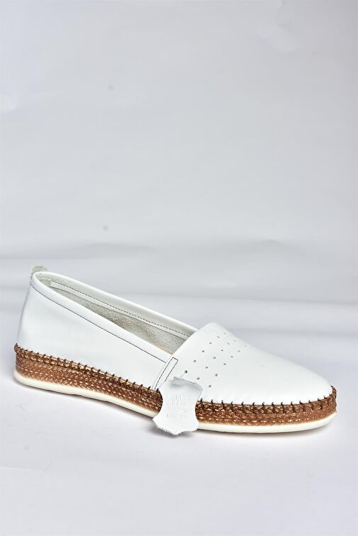 P555002503 Beyaz Hakiki Deri Günlük Kadın Ayakkabı - Görsel 5