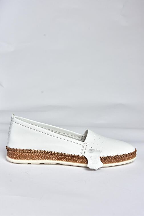 P555002503 Beyaz Hakiki Deri Günlük Kadın Ayakkabı - Görsel 6