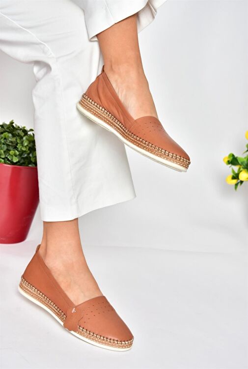 P555002503 Taba Hakiki Deri Günlük Kadın Ayakkabı - Görsel 3