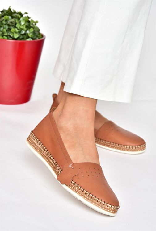 P555002503 Taba Hakiki Deri Günlük Kadın Ayakkabı - Görsel 4