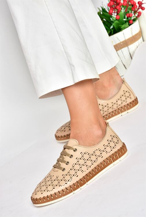 P555004703 Ten Bağcıklı Hakiki Deri Günlük Kadın Ayakkabı - Görsel 2