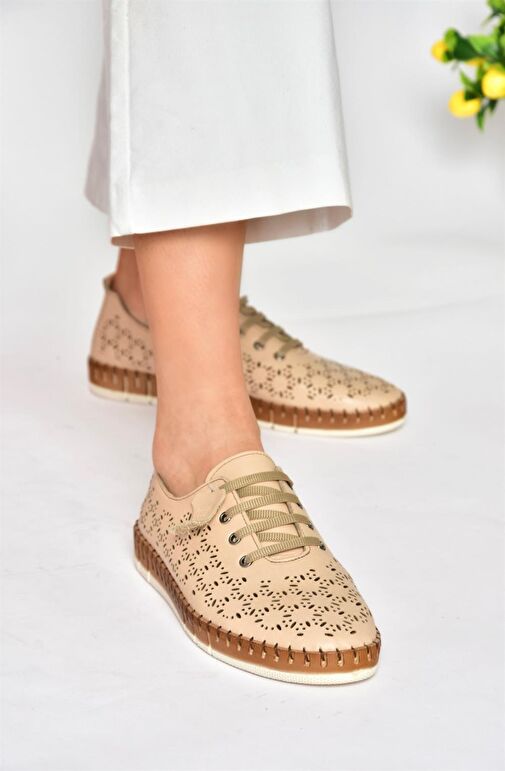 P555004703 Ten Bağcıklı Hakiki Deri Günlük Kadın Ayakkabı - Görsel 4