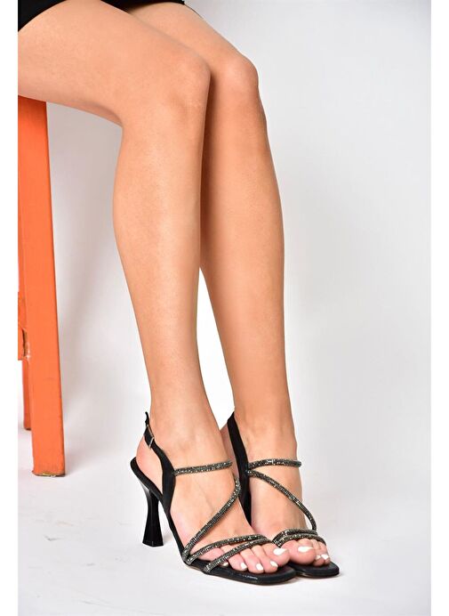 P820054414 Siyah Sim Topuklu Kadın Abiye Ayakkabı - Görsel 3