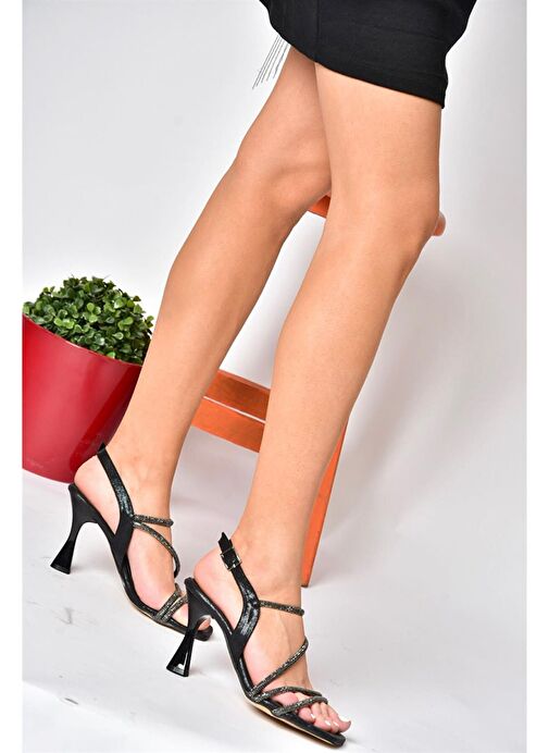 P820054414 Siyah Sim Topuklu Kadın Abiye Ayakkabı - Görsel 5