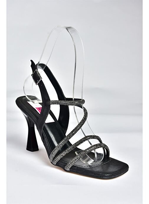 P820054414 Siyah Sim Topuklu Kadın Abiye Ayakkabı - Görsel 7