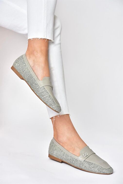 P820940209 Gri Düz Tabanlı Günlük Kadın Babet - Görsel 6