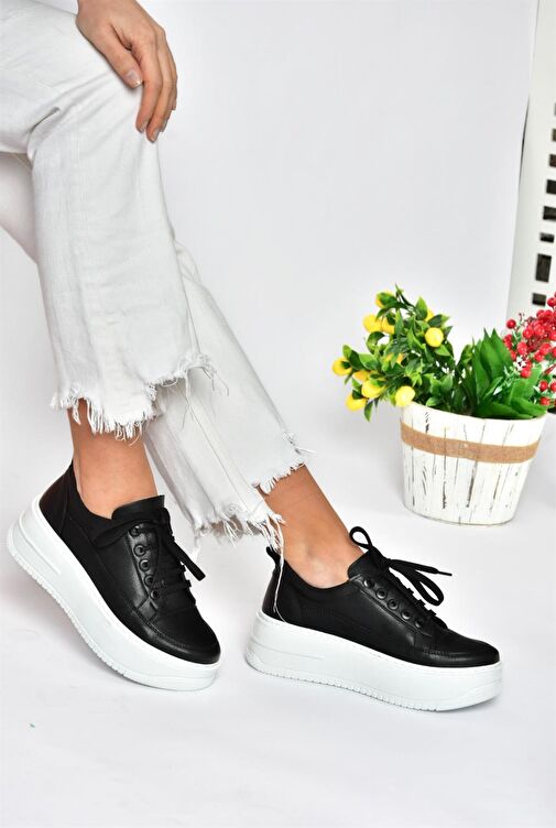 Fox Shoes Siyah-Beyaz Kadın Sneaker 10397 - Görsel 3