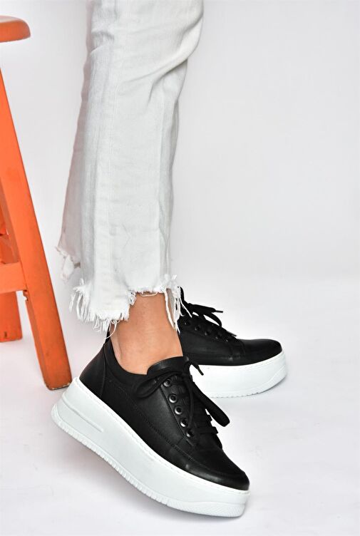 Fox Shoes Siyah-Beyaz Kadın Sneaker 10397 - Görsel 4