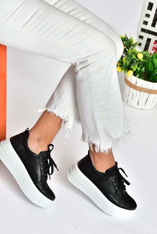 Fox Shoes Siyah-Beyaz Kadın Sneaker 10397 - Görsel 5