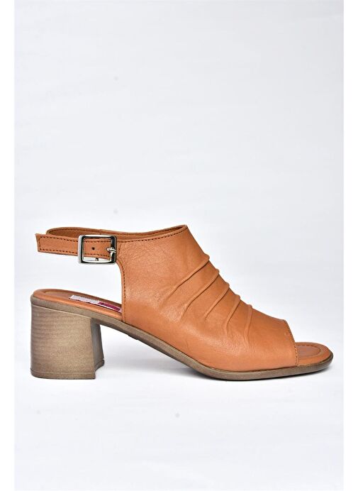 P555450803 Taba Hakiki Deri Kalın Topuklu Günlük Kadın Ayakkabı - Görsel 4