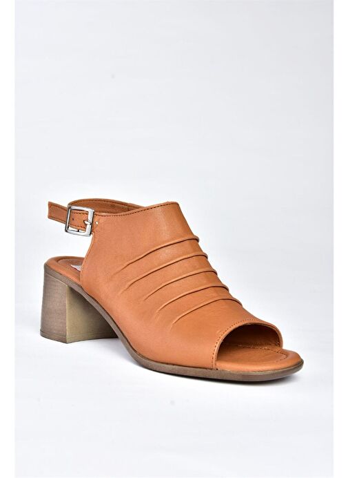 P555450803 Taba Hakiki Deri Kalın Topuklu Günlük Kadın Ayakkabı - Görsel 5