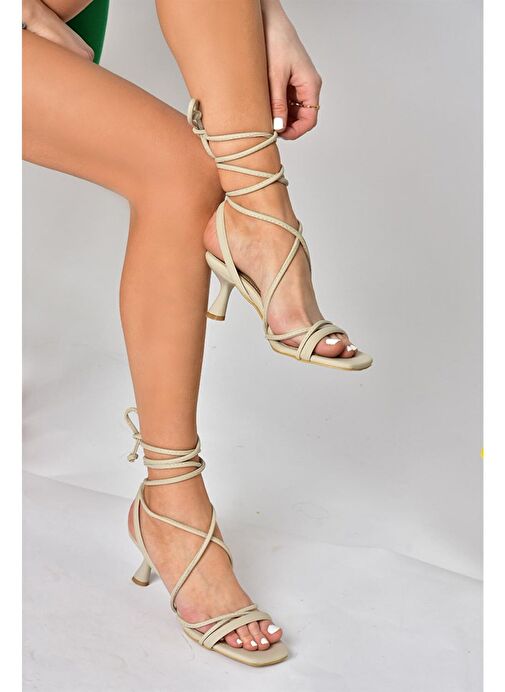 Fox Shoes Bej Kadın Topuklu Ayakkabı 10499 - Görsel 2
