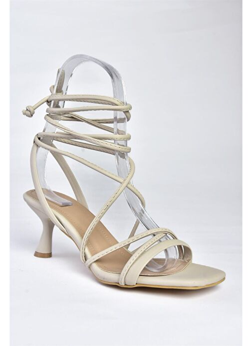 Fox Shoes Bej Kadın Topuklu Ayakkabı 10499 - Görsel 6