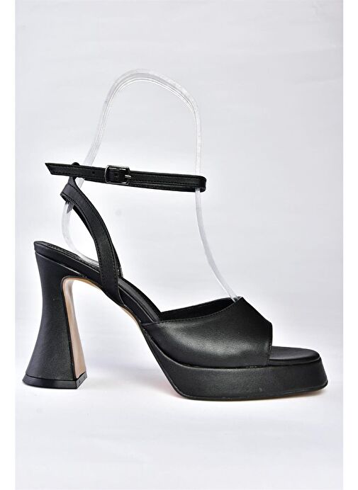 P404851009 Siyah Platform Kalın Topuklu Kadın Ayakkabı - Görsel 6