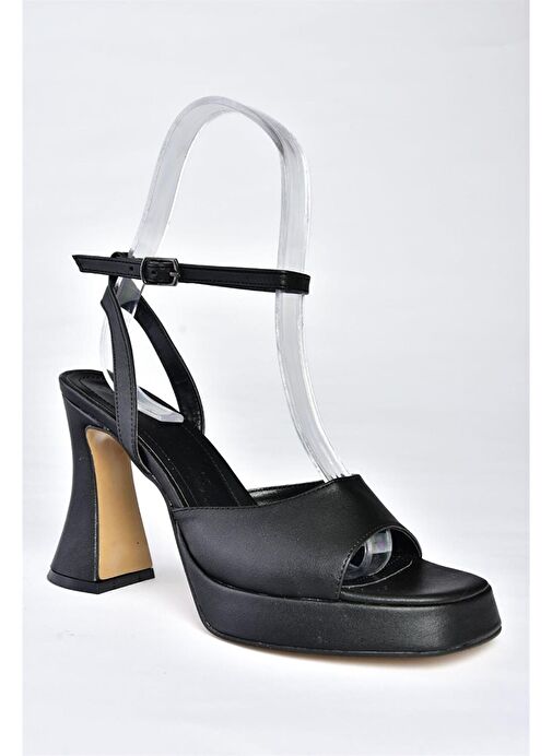 P404851009 Siyah Platform Kalın Topuklu Kadın Ayakkabı - Görsel 7