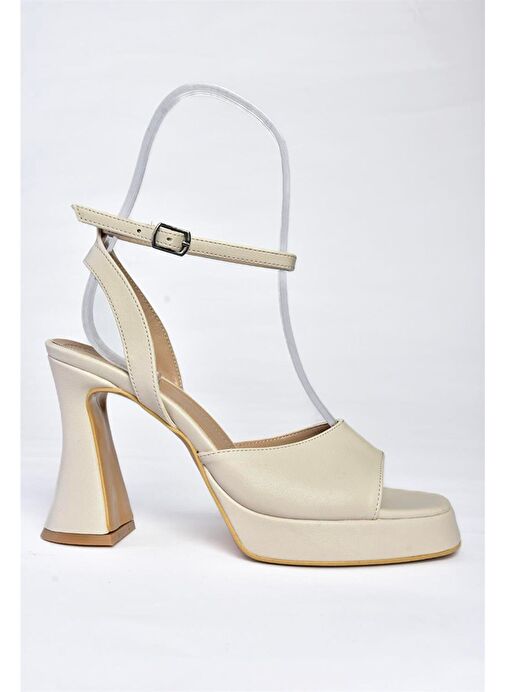 P404851009 Bej Platform Kalın Topuklu Kadın Ayakkabı - Görsel 8