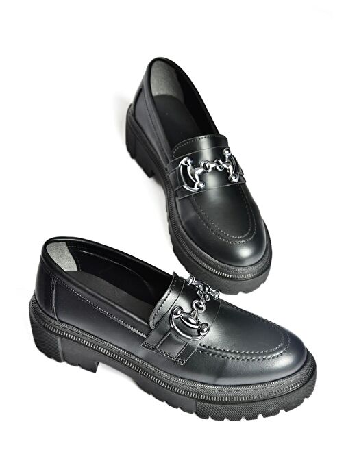 P6520343009 Siyah Kalın Tabanlı Kadın Günlük Ayakkabı - Görsel 2